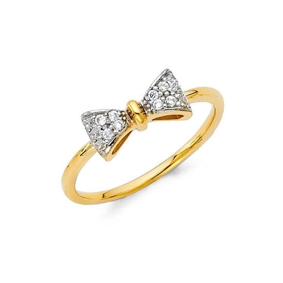 14KY REAL GOLD CZ Fancy Ring size 7 - Picture 1 of 12